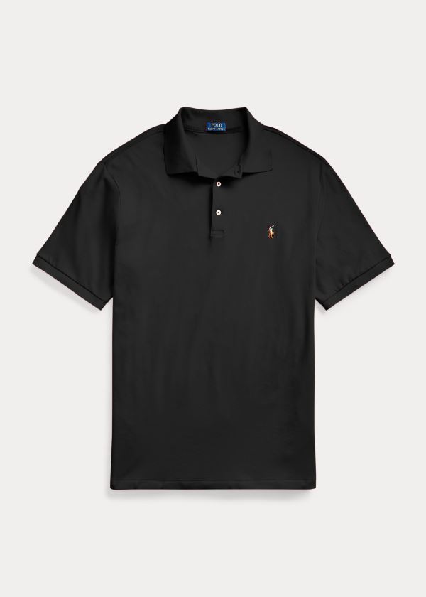 Ralph Lauren Classic Fit Soft Bavlněné Polo Černé | W7dOBIpg