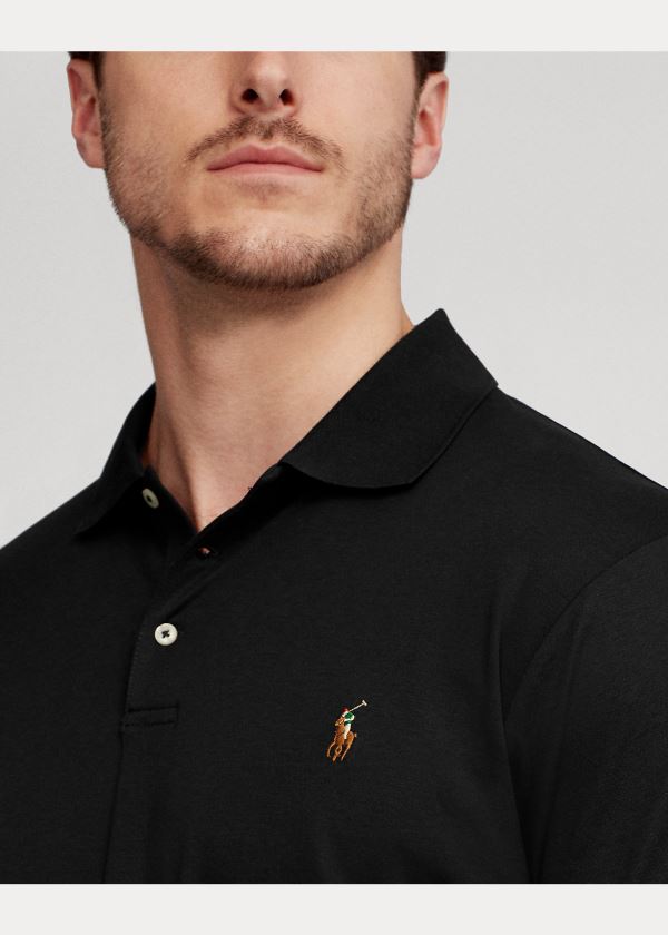 Ralph Lauren Classic Fit Soft Bavlněné Polo Černé | W7dOBIpg