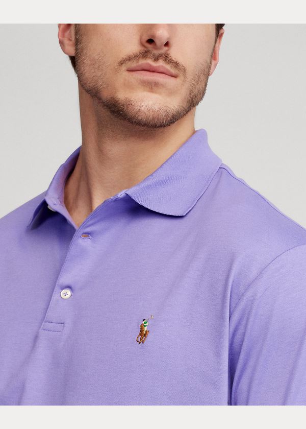 Ralph Lauren Classic Fit Soft Bavlněné Polo Fialové | eToTVS4e