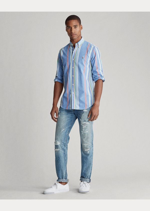 Ralph Lauren Classic Fit Striped Shirt Blankyt Červené Viacfarebný Proužek | HnCTU9B1