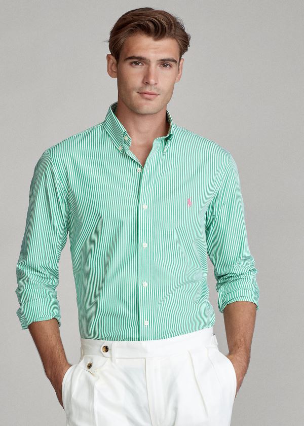 Ralph Lauren Classic Fit Striped Shirt Zelene Bílé | 42oVphRv
