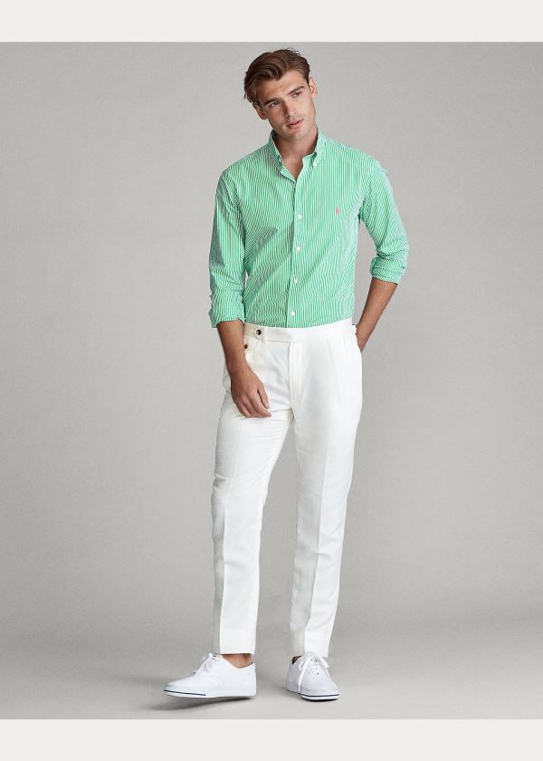 Ralph Lauren Classic Fit Striped Shirt Zelene Bílé | 84zFhX5T