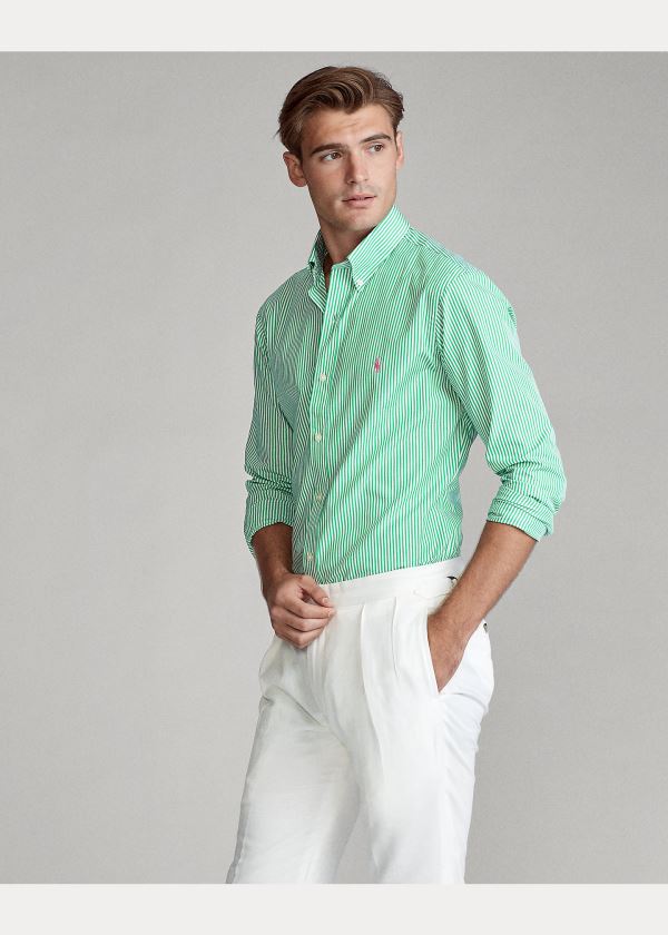 Ralph Lauren Classic Fit Striped Shirt Zelene Bílé | 84zFhX5T