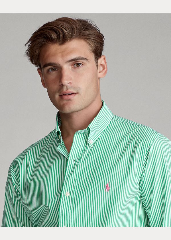 Ralph Lauren Classic Fit Striped Shirt Zelene Bílé | 84zFhX5T