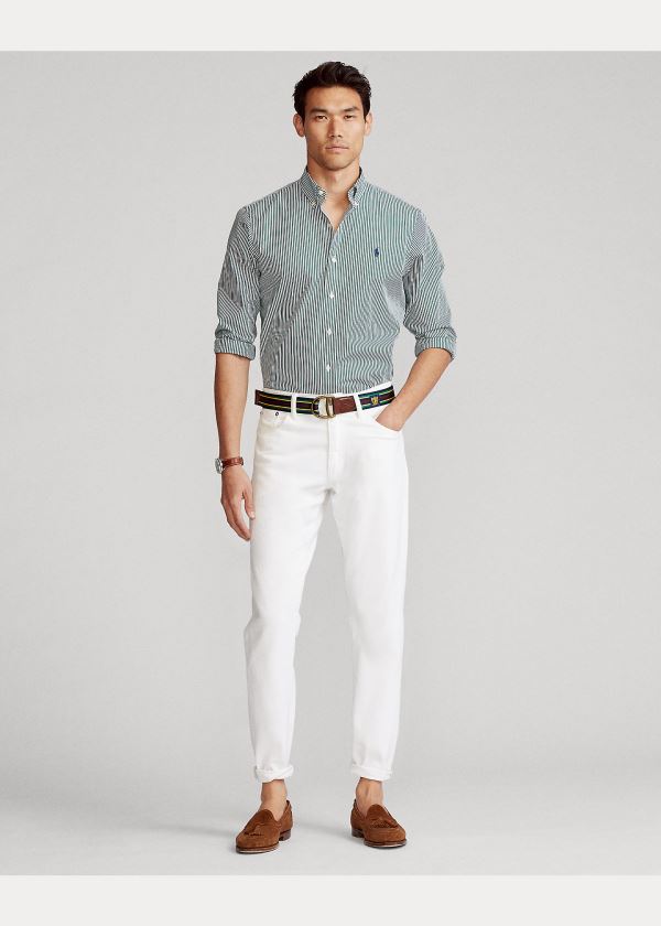 Ralph Lauren Classic Fit Striped Shirt Zelene Bílé Proužek | KvzgUryy