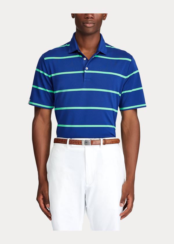 Ralph Lauren Classic Fit Tech Piqué Polo Královská Modrá Blankyt Zelene Proužek | 0ytIxpIZ