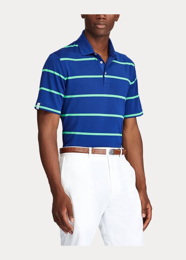 Ralph Lauren Classic Fit Tech Piqué Polo Královská Modrá Blankyt Zelene Proužek | 0ytIxpIZ