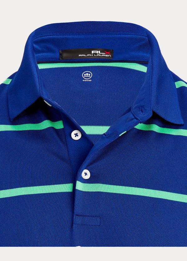 Ralph Lauren Classic Fit Tech Piqué Polo Královská Modrá Blankyt Zelene Proužek | 0ytIxpIZ