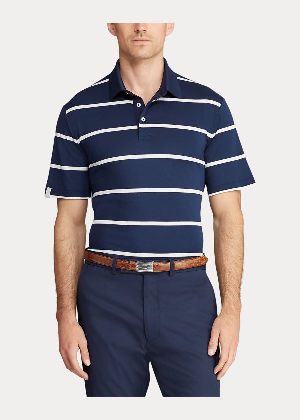 Ralph Lauren Classic Fit Tech Piqué Polo Tmavě Blankyt Bílé Proužek | qAG7VAMW