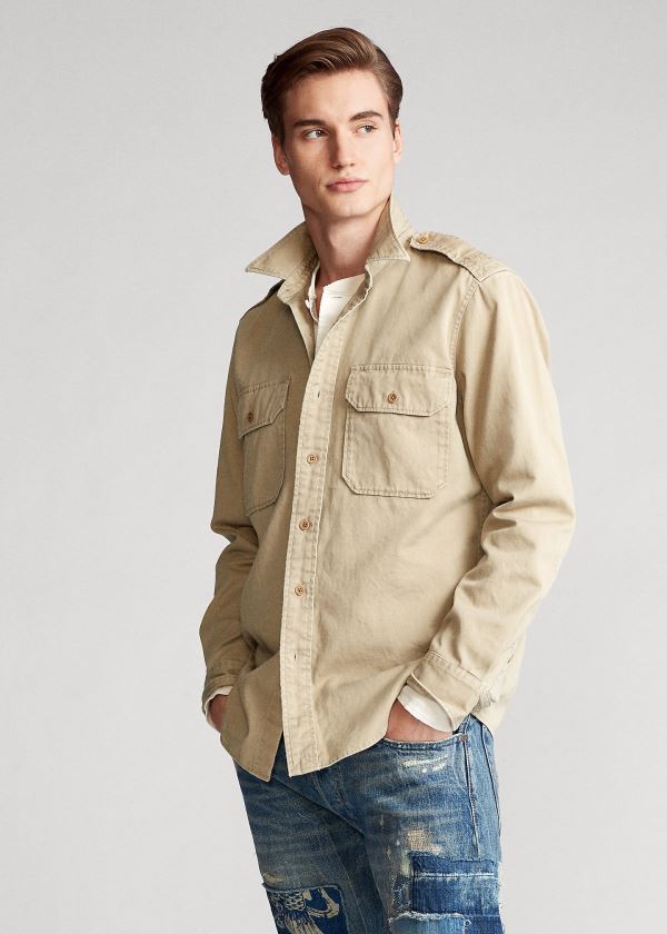 Ralph Lauren Classic Fit Twill Shirt Hnědožlutý | 6HEEKfqo