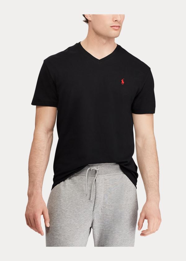 Ralph Lauren Classic Fit V-Neck T-Shirt Černé | 5FVvWMMN