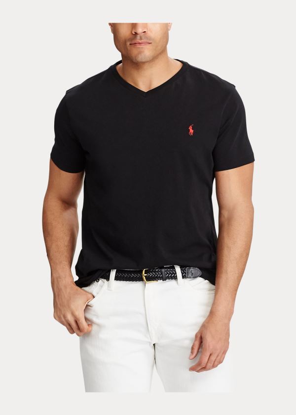 Ralph Lauren Classic Fit V-Neck T-Shirt Černé | 5XSYLxFj