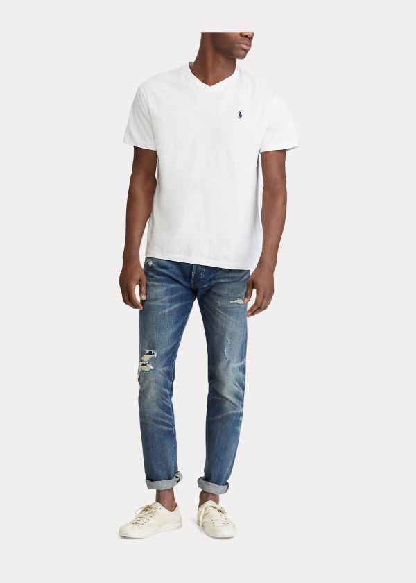 Ralph Lauren Classic Fit V-Neck T-Shirt Bílé | fxQA9JHX