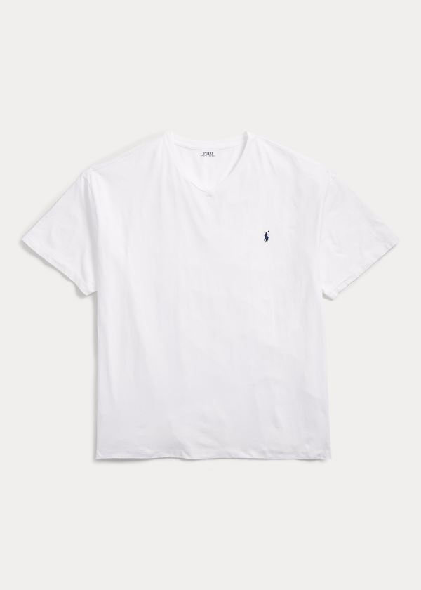 Ralph Lauren Classic Fit V-Neck T-Shirt Bílé | fxQA9JHX