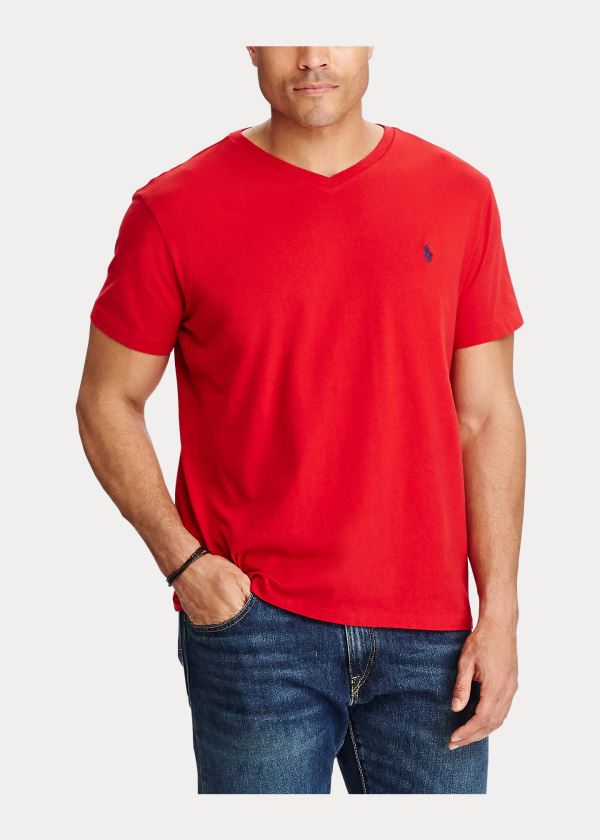 Ralph Lauren Classic Fit V-Neck T-Shirt Červené | xHr86eKf