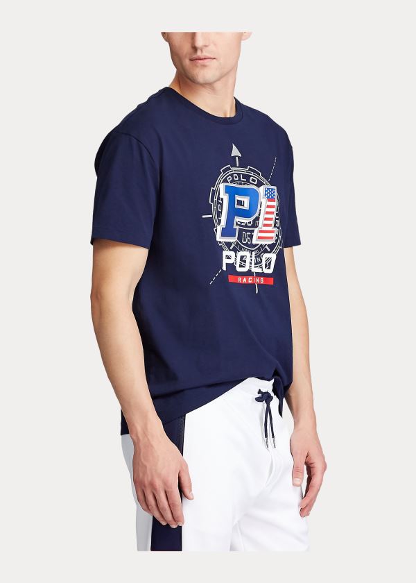 Ralph Lauren Classic Fit Závodní T-Shirt Tmavě Blankyt | riJBPepr