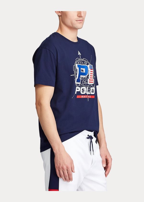 Ralph Lauren Classic Fit Závodní T-Shirt Tmavě Blankyt | riJBPepr