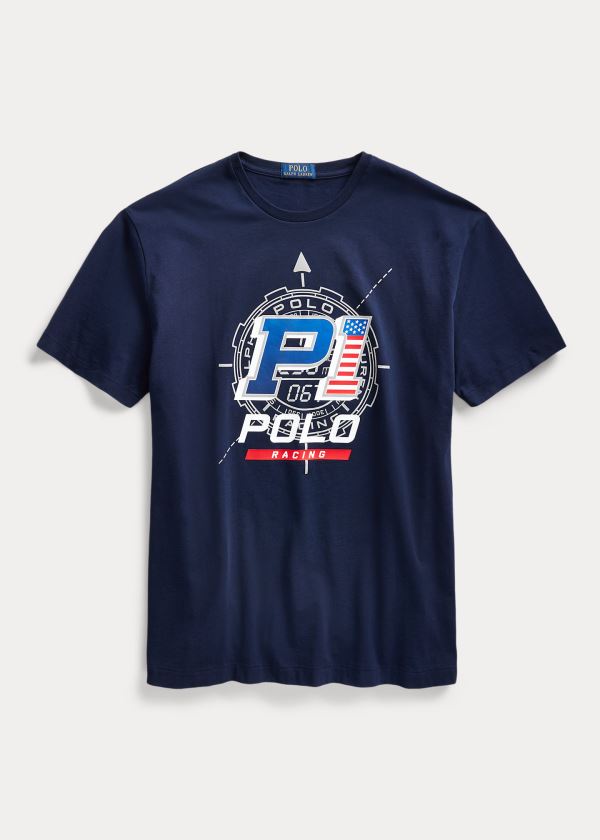 Ralph Lauren Classic Fit Závodní T-Shirt Tmavě Blankyt | riJBPepr