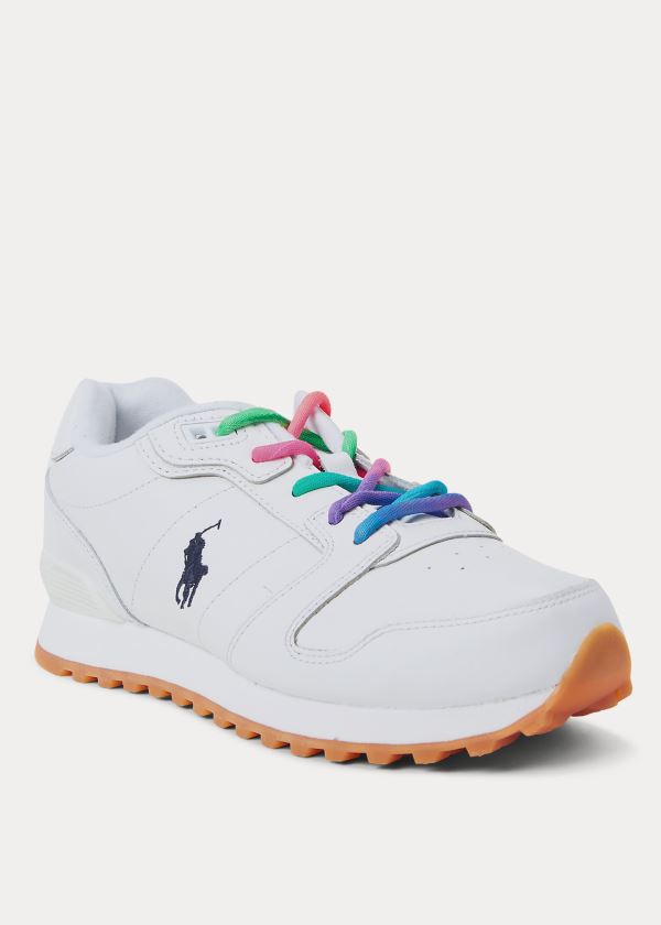 Ralph Lauren Classic Runner Læder Sneakers Bílé | 5awgpnnF