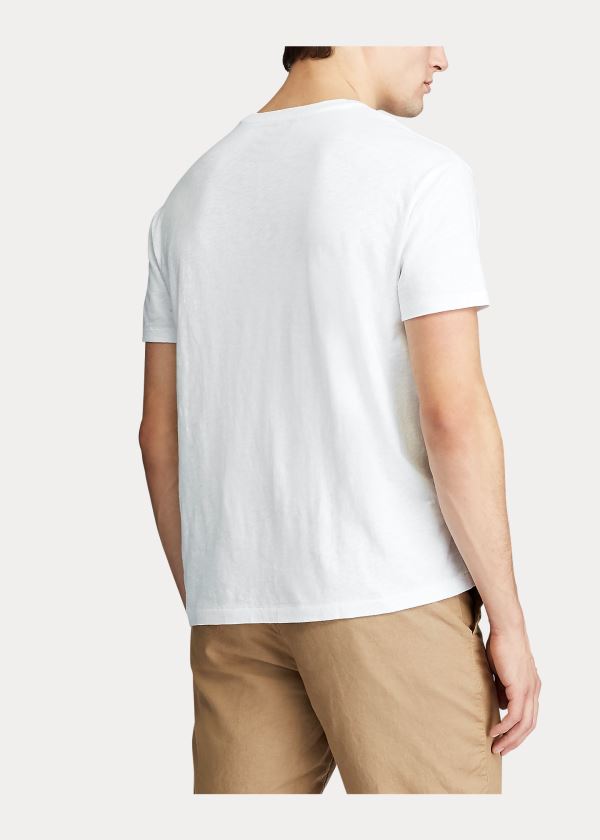 Ralph Lauren Classic Slub Pocket T-Shirt Bílé | YLMfvRxG