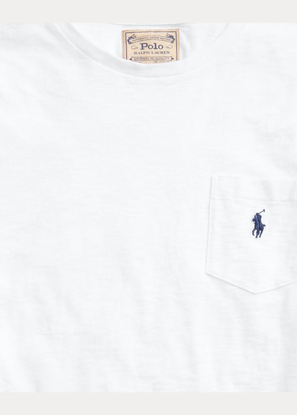 Ralph Lauren Classic Slub Pocket T-Shirt Bílé | YLMfvRxG