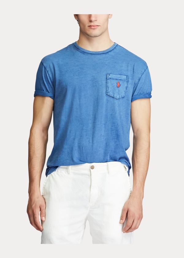Ralph Lauren Classic Slub Pocket T-Shirt Královská Modrá Blankyt | eDKnVHfm