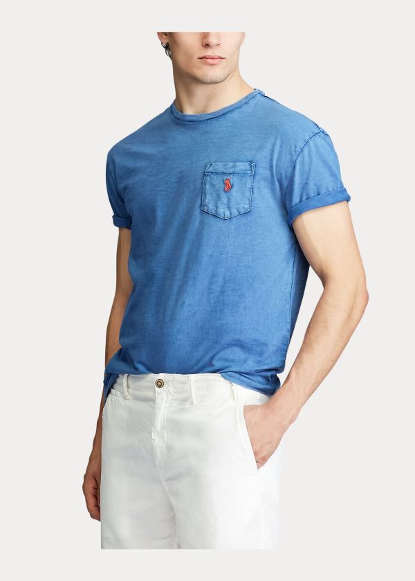 Ralph Lauren Classic Slub Pocket T-Shirt Královská Modrá Blankyt | eDKnVHfm