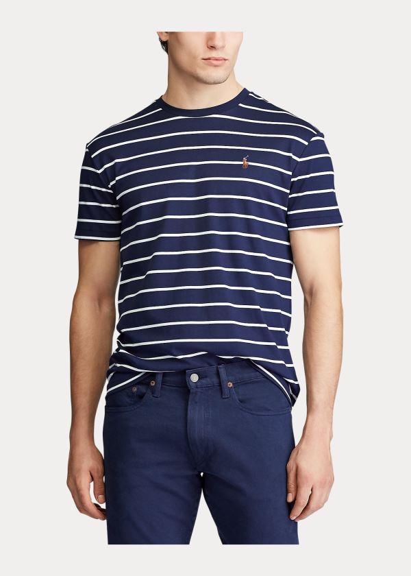 Ralph Lauren Classic Soft Bavlněné T-Shirt Tmavě Blankyt Bílé | 5GC66AmM