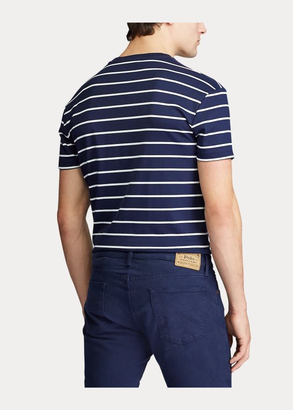 Ralph Lauren Classic Soft Bavlněné T-Shirt Tmavě Blankyt Bílé | 5GC66AmM
