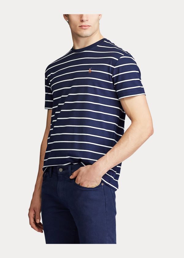 Ralph Lauren Classic Soft Bavlněné T-Shirt Tmavě Blankyt Bílé | 5GC66AmM