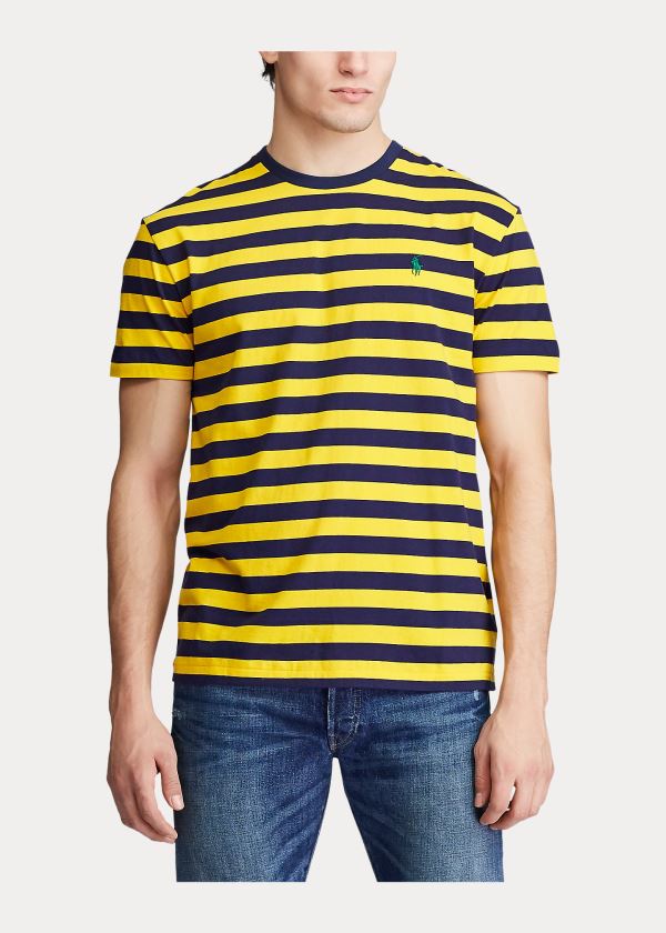 Ralph Lauren Classic Striped Jersey T-Shirt Žluté Tmavě Blankyt | 3QXWWnb5