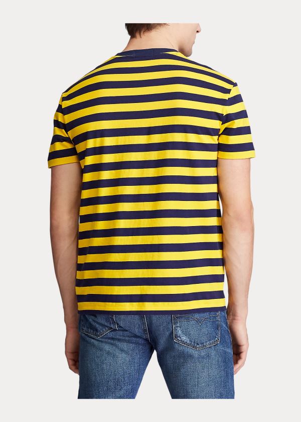 Ralph Lauren Classic Striped Jersey T-Shirt Žluté Tmavě Blankyt | 3QXWWnb5