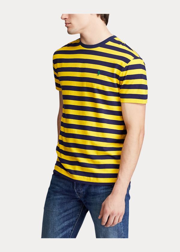 Ralph Lauren Classic Striped Jersey T-Shirt Žluté Tmavě Blankyt | 3QXWWnb5