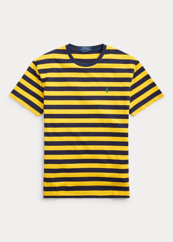Ralph Lauren Classic Striped Jersey T-Shirt Žluté Tmavě Blankyt | 3QXWWnb5