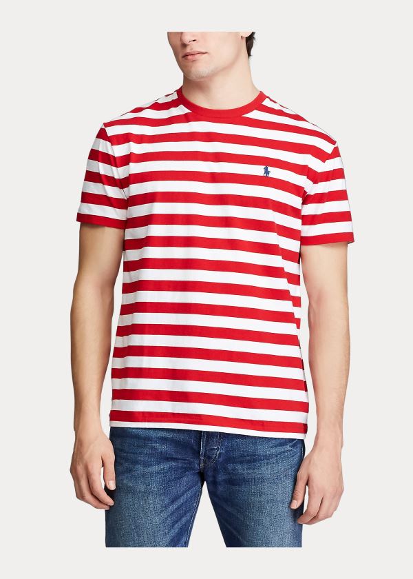 Ralph Lauren Classic Striped Jersey T-Shirt Červené Bílé Tmavě Blankyt | BmkuGkY5