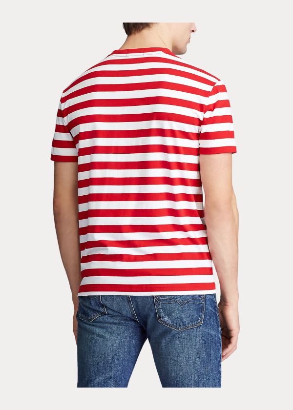 Ralph Lauren Classic Striped Jersey T-Shirt Červené Bílé Tmavě Blankyt | BmkuGkY5