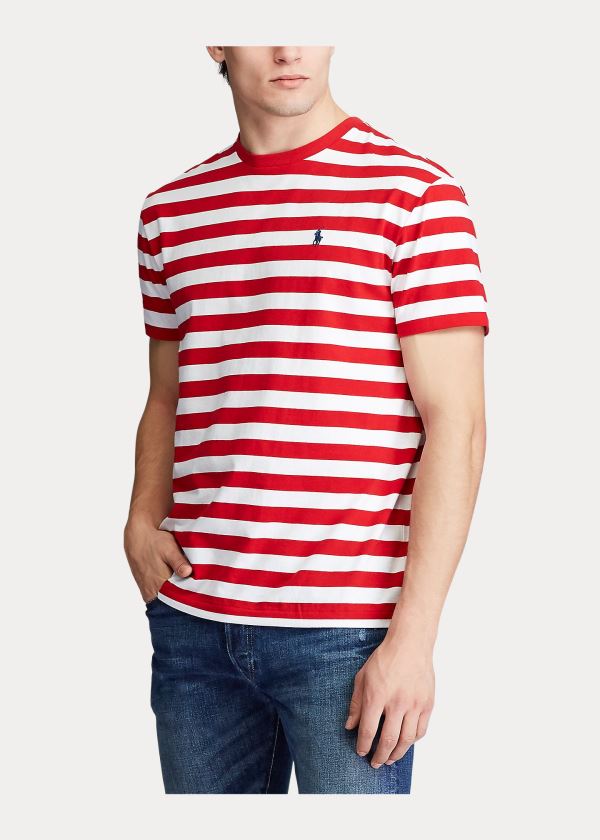 Ralph Lauren Classic Striped Jersey T-Shirt Červené Bílé Tmavě Blankyt | BmkuGkY5