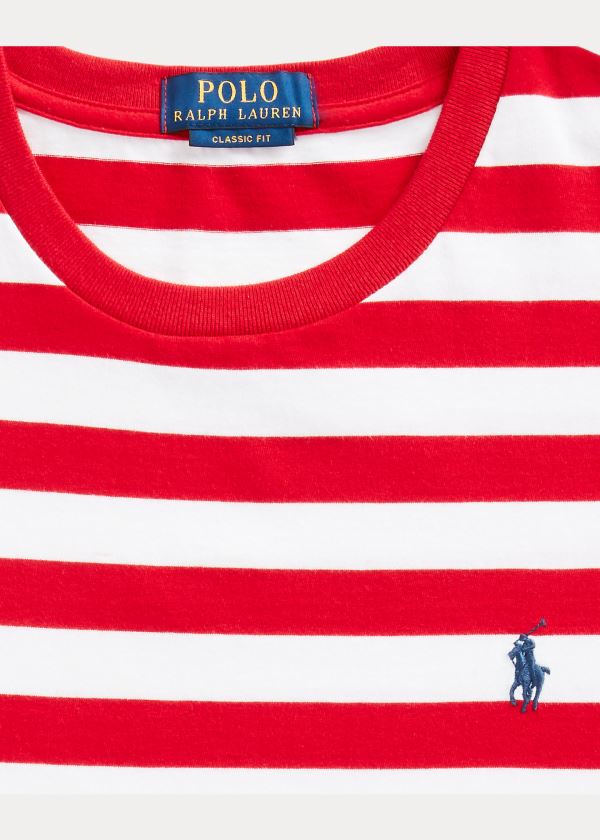 Ralph Lauren Classic Striped Jersey T-Shirt Červené Bílé Tmavě Blankyt | BmkuGkY5