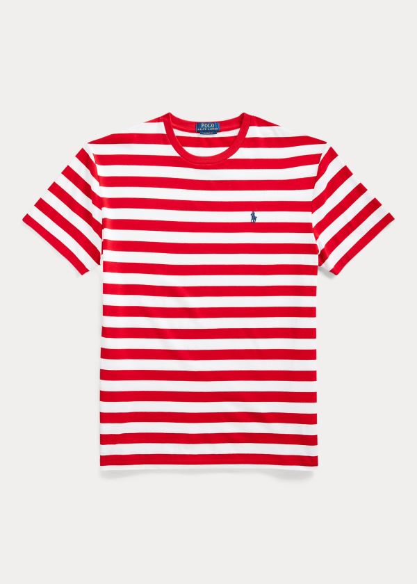 Ralph Lauren Classic Striped Jersey T-Shirt Červené Bílé Tmavě Blankyt | BmkuGkY5