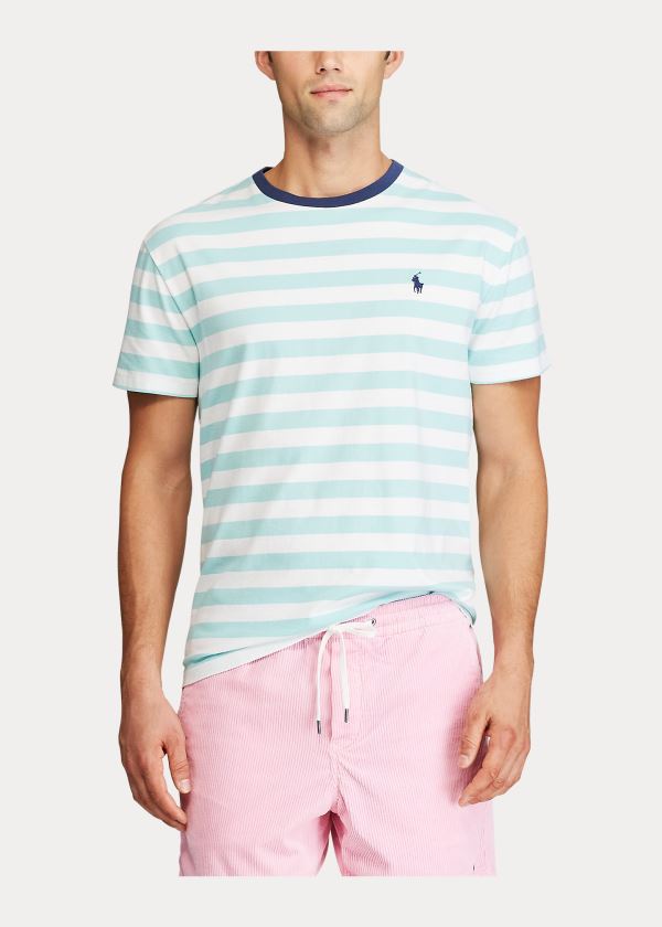 Ralph Lauren Classic Striped Jersey T-Shirt Zelene Bílé | bpY9OhwC