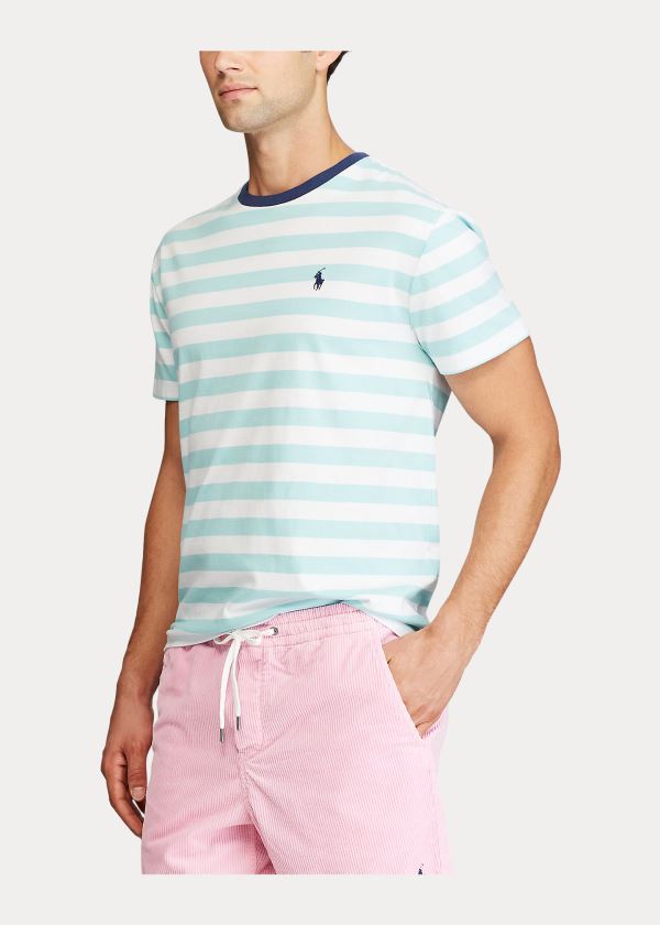 Ralph Lauren Classic Striped Jersey T-Shirt Zelene Bílé | bpY9OhwC