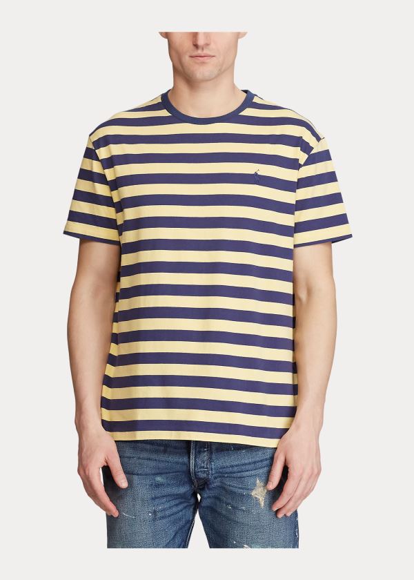 Ralph Lauren Classic Striped Jersey T-Shirt Tmavě Blankyt Žluté | dtWbOFnM