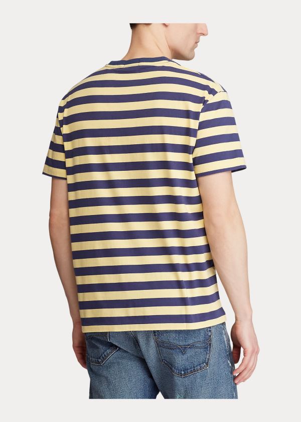 Ralph Lauren Classic Striped Jersey T-Shirt Tmavě Blankyt Žluté | dtWbOFnM