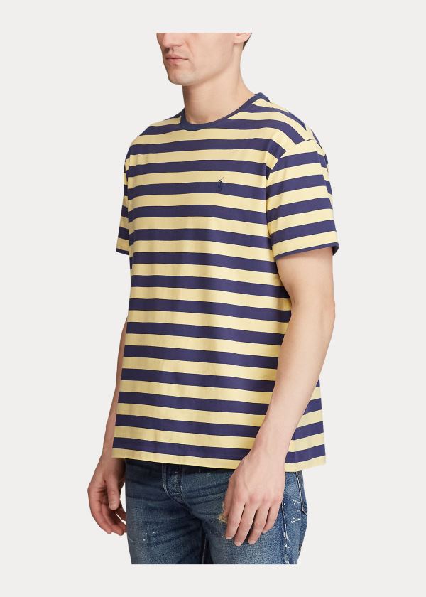 Ralph Lauren Classic Striped Jersey T-Shirt Tmavě Blankyt Žluté | dtWbOFnM