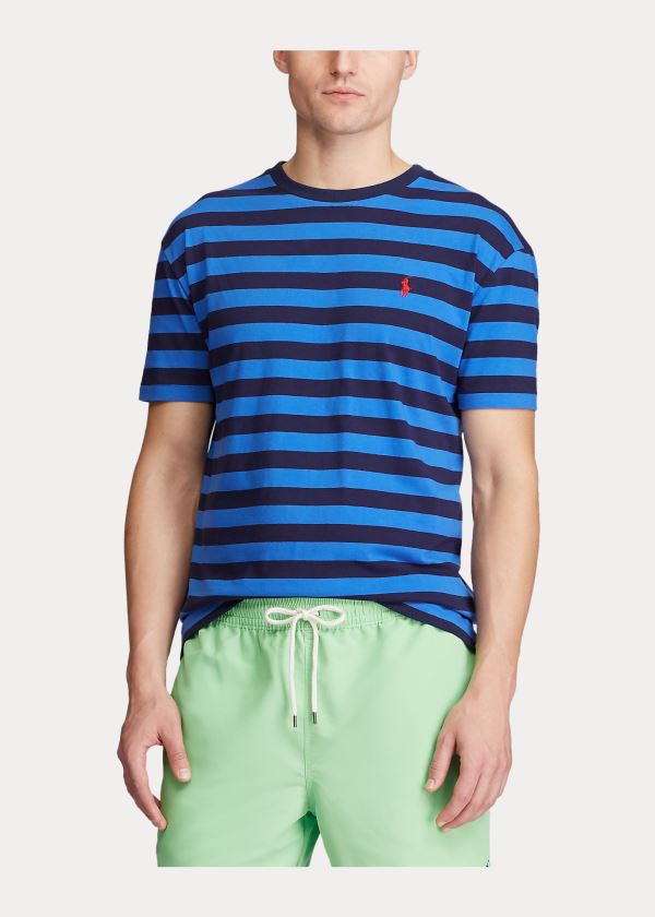 Ralph Lauren Classic Striped Jersey T-Shirt Blankyt Královská Modrá Tmavě Blankyt | nTntoN9X