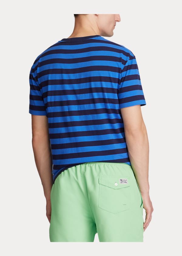 Ralph Lauren Classic Striped Jersey T-Shirt Blankyt Královská Modrá Tmavě Blankyt | nTntoN9X