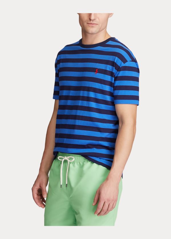 Ralph Lauren Classic Striped Jersey T-Shirt Blankyt Královská Modrá Tmavě Blankyt | nTntoN9X
