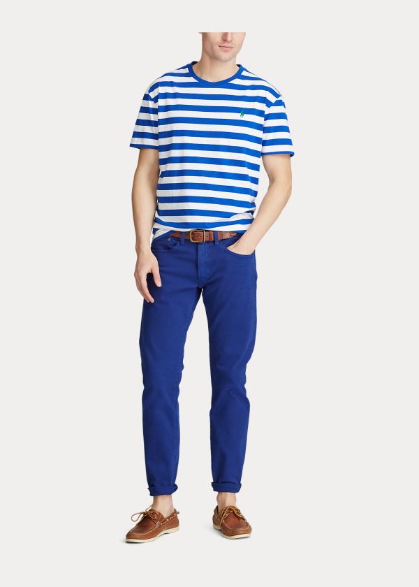 Ralph Lauren Classic Striped Jersey T-Shirt Blankyt Královská Modrá Bílé | vQh32VoG