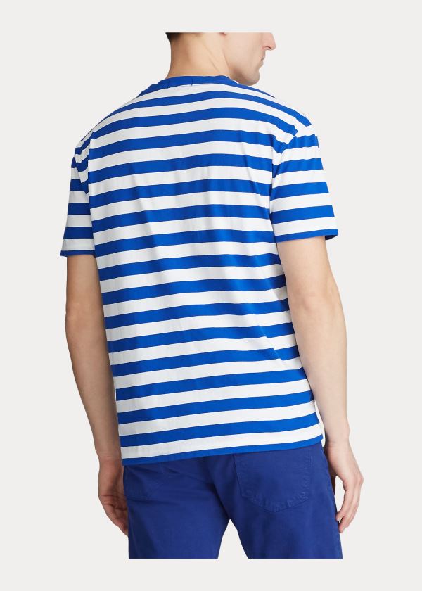 Ralph Lauren Classic Striped Jersey T-Shirt Blankyt Královská Modrá Bílé | vQh32VoG