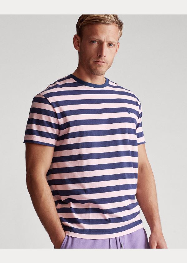 Ralph Lauren Classic Striped Jersey T-Shirt Tmavě Blankyt Růžové | zdBN0BAE